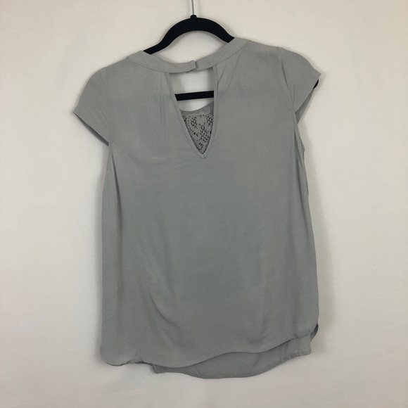 LC Lauren Conrad Silver Gray Blouse Lace Detail - Picture 5 of 8